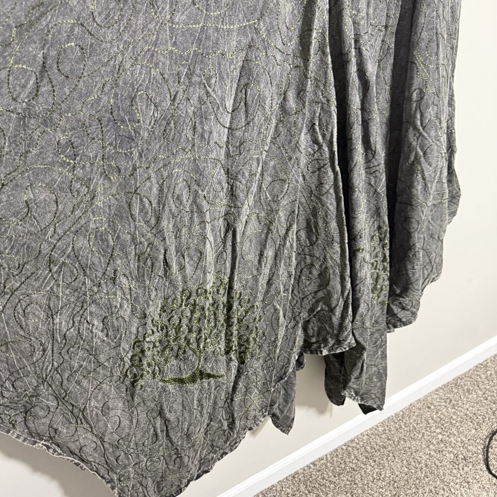Dark Cottage Fairy Romantic Gray Green Embroidered Dress Asymmetrical L/XL NEW - Picture 4 of 6